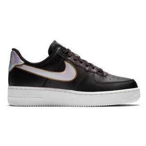NIKE Air Force 1 Low 'Metallic Swoosh Black' Sneakers Size 9.5